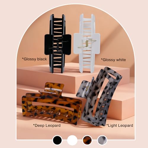 5 Inch Jumbo Claw Clips, 4-Pack Leopard Hair Clips