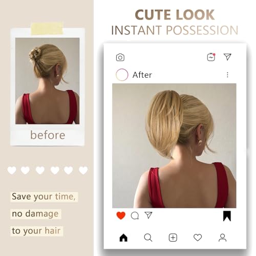 Clip-In Ponytail Extension 10" - Dark Blonde Highlights