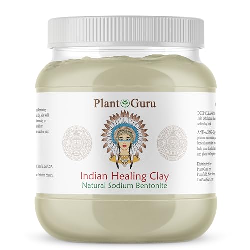Plant Guru Sodium Bentonite Clay Powder 3.5 lbs. Bulk 100% Natural Indian Healing Clay - Deep Pore Cleansing Facial And Body Mask - Detox Clay for Face, Hair, Acne, and Bath.