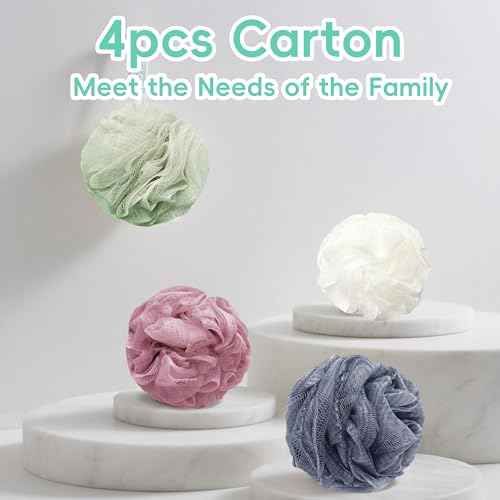 Loofah 4 Pack 75g Extra Large Loofa Set Soft Bath Sponge Thick Body Wash Puffs for Shower Flower