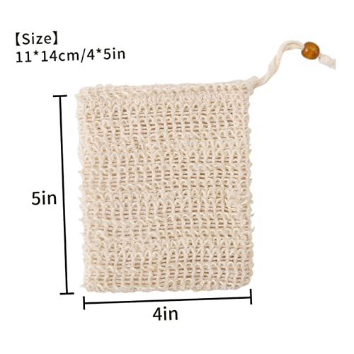 4Pc Sisal Mesh Soap Foaming Bags with Drawstring