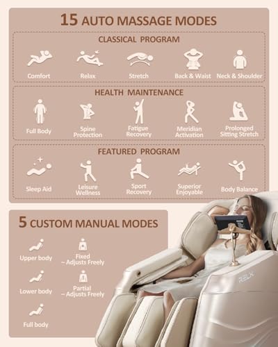 RELX Full Body Massage Chair, Zero Gravity SL-Track, 20 Modes