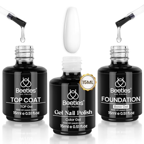 Beetles White Gel Nail Polish Set - Base, Top Coat & Polish Kit