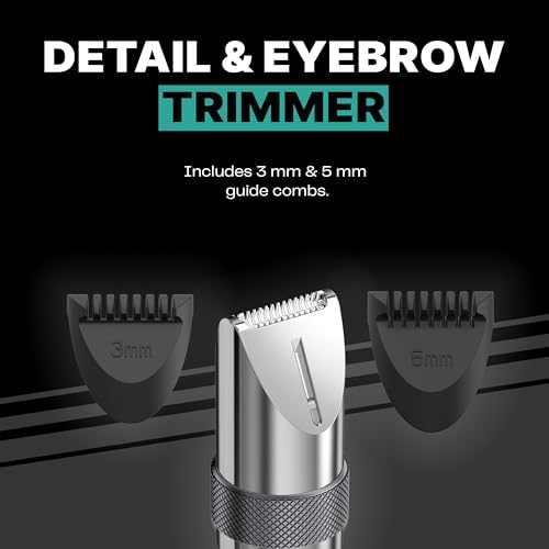Conair Men Ear, Nose and Eyebrow Trimmer, Patented 360¡Æ Bevel Blade for No Pulls, Nicks or Cuts Guaranteed, Nose Hair Trimmer for Men, Non-Slip Grip, 5-Piece Kit with Travel Case