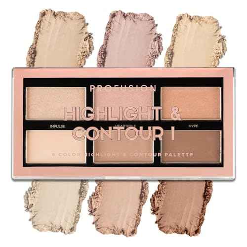 Profusion Cosmetics Highlight & Contour Palette ? Long-Wearing, Buildable Soft Powder for Sculpting & Defining, Blendable Formula for Light to Medium Skin (Light Medium)