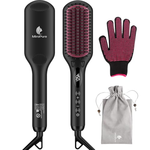 MiroPure Ceramic Hair Straightener Brush – Ionic 2-in-1