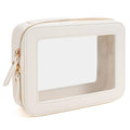 Clear Makeup Bag, Travel Cosmetic Organizer Case Waterproof Skincare Toiletry Bag with Zipper Portable Make Up Pouch Compact Car Organizer Bag for Essentials (Large White)