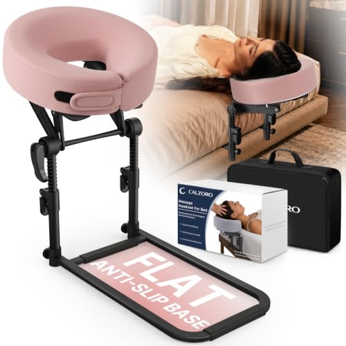 Massage Headrest for Bed Adjustable Height Face Cradle - Pink (CALZORO)