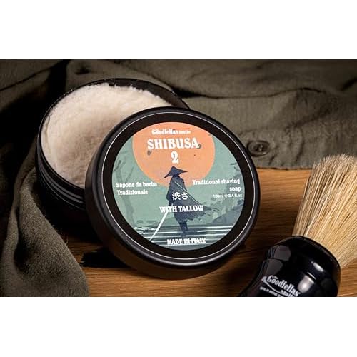 The Goodfellas' Smile,SHIBUSA 2 (Almond, Peach & Ylang Ylang), Luxury Itallian TALLOW Shaving Soap, Formulated for Use with A Shaving Brush, Made in Italy
