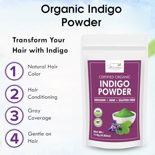 Organic Indigo Hair Dye Powder - Natural Color 4oz