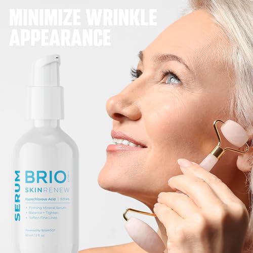 BRIOTECH Skin Serum, Hypochlorous Acid Mineral Serum, Soften Fine Lines, Smooth Face Neck Chest, Spot Corrector, Soothe Dry Red Skin, 2 fl oz