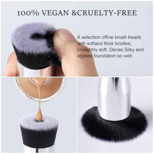 Foundation Brush with Hole,Professional Korean Makeup Brush Flat Makeup Brush for Liquid Cream Foundation or Flawless Powder Cosmetics(Black)