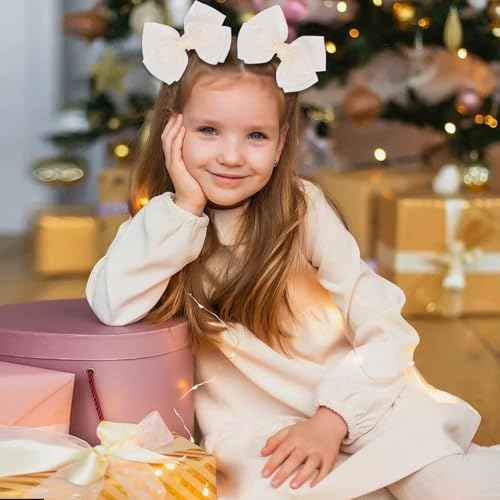 4.5-Inch Hair Bows Organza Alligator Clips Delicate Double Luster Sheer Mesh Hair Accessories for Girls, Toddler, Kids and Women Birthday Wedding Christmas Occasions- Set of 2