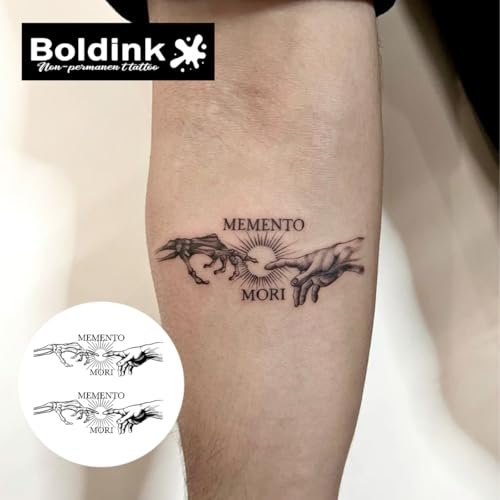 Temporary Tattoos,Semi Permanent Tattoos,15 Days Long Lasting Tattoo Stickers,Waterproof and Anti-reflective,Unique Design(Memento Mori Hand)