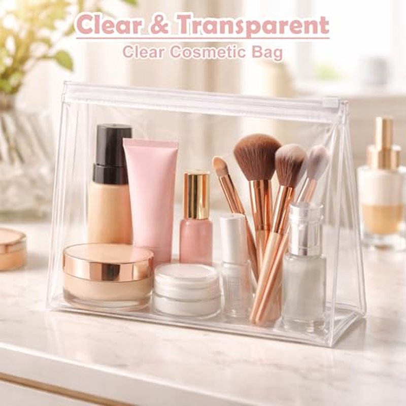 Clear Makeup Bags with Zipper, 60 Pack - EVA Cosmetic Organizer