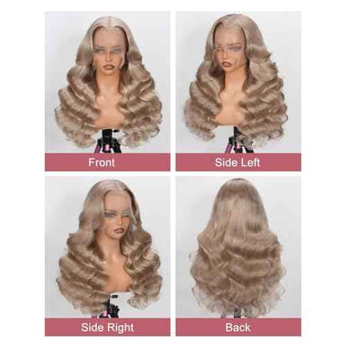 Milk Tea Ash Blonde Wig Human Hair 180% Density 13x6 Body Wave Lace Front Wig More Full And Thicker Pre Plucked Pre Cut Glueless wig Natural Hairline With Baby Hair 20 inch