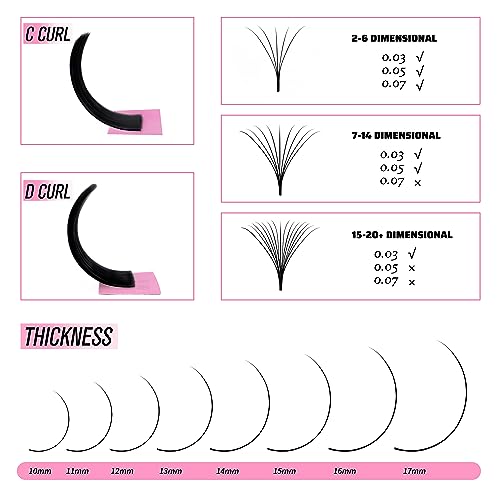 Cashmere Smart Fan Lash Extensions 0.05 D Curl 8-16mm