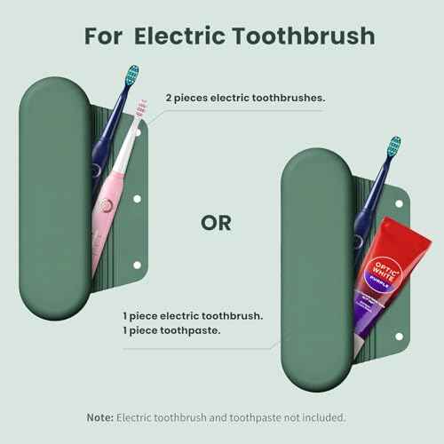 Silicone Electric Toothbrush Travel Cover, Toothbrush Travel Containers Bag Case,Keeps Toothbrush Fresh and Clean, Fits Most Manual and Electric Toothbrushes - Midnight Green
