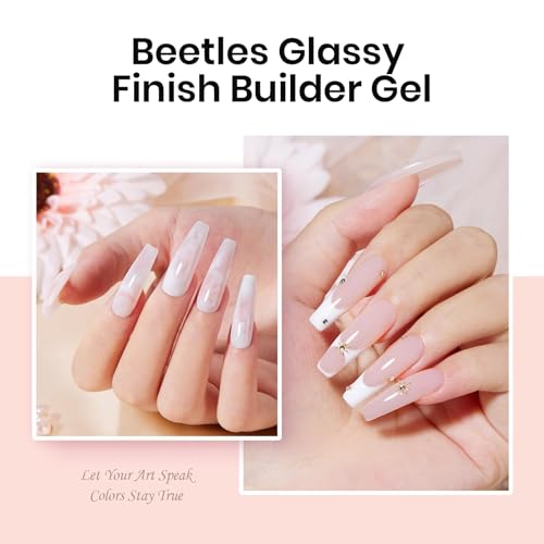 Beetles Hard Gel Nail Kit with 3 Colors, Nude & White, Builder & Tip Extensions