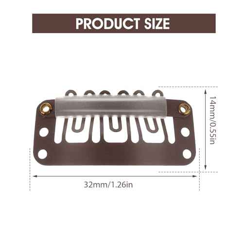 Yolev 50PCS Wigs Snap Clips Hair Extension Clips 6-Teeth U-Shape Metal Silicon Wig Hair Extension Clips for Women Hairpiece (Dark Brown)