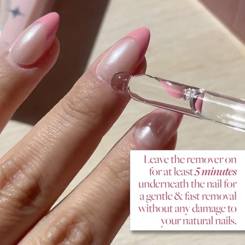Glamnetic Press On Nails - Berry Fizz Short Oval With Brush On Glue and Remover | Magenta With Metallic Finish, Reusable | 15 Sizes - 30 Nail Kit