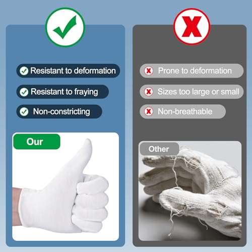 42-Pack White Cotton Gloves for Dry Hands & Eczema - Unisex Sleep SPA Gloves
