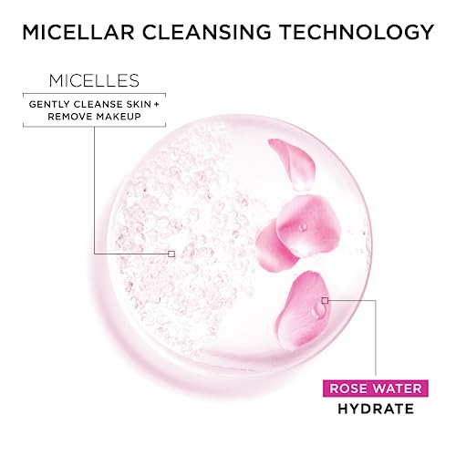 Garnier Micellar Water with Rose Water and Glycerin, Hydrating Facial Cleanser & Makeup Remover, For All Skin Types, Vegan, Cruelty Free, 13.5 Fl Oz (400mL), 2 Count