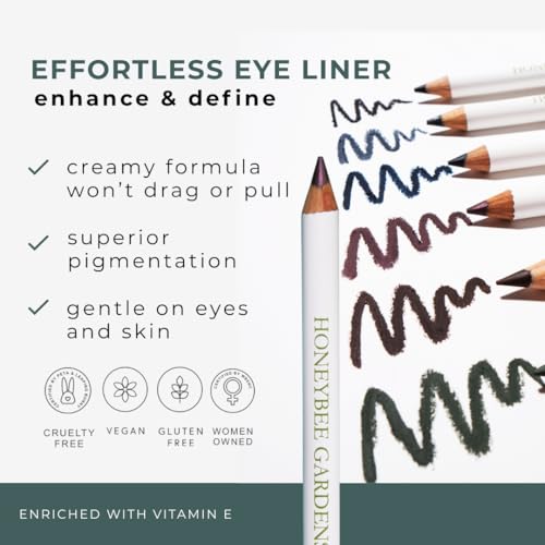 Honeybee Gardens Effortless Eyeliner Pencil, Belgian Chocolate Brown, Smooth Long-Wearing, Rich Pigment, Vegan & Gluten-Free