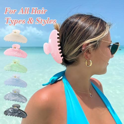 6 Pack Hair Claw Clips for Women - Non-Slip Hold All Hair Types