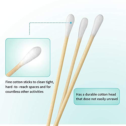 Wooden Cotton Swabs 200 Pack - 6 Inch Makeup and Ear Cleaning Sticks