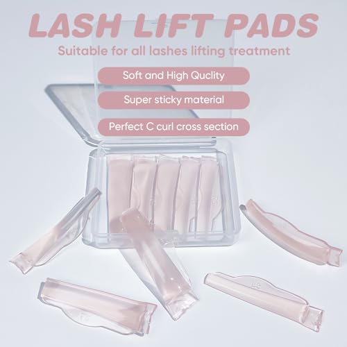 Troocolor Lash Lift Pads, 10Pcs Reusable Soft Lash Lift Shield Gluelree for Lash Lift Kit Self-Adhesive Ancillary Eyelash Curler, pink