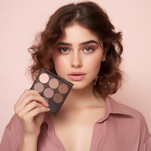 MYSTER ROSEY Nude Eyeshadow Palette, 9-Shade Matte, 12H Waterproof