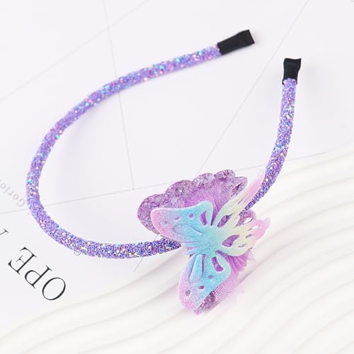 XIELIME Purple Glitter Butterfly Hairband for Girls, Women & Party Favors, 1PCS