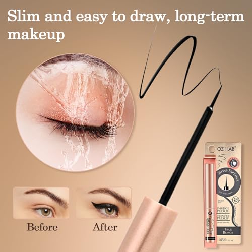 Skinny Dip Shiny Black Dip Liner ? 24H Long Lasting Eyebrow Gel for Fluffy or Laminated Brows, Clear Vegan Brow Gel with Precise Applicator, Non-Flaky, Quick Dry, Cruelty-Free