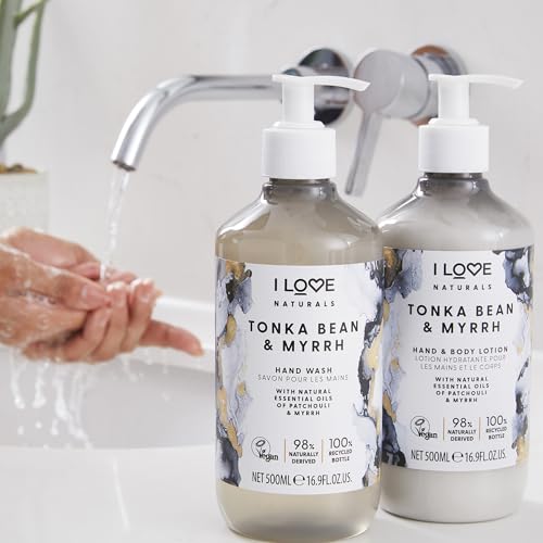 I Love Naturals Tonka Bean and Myrrh Hand Wash - Hydrating Hand Soap with Essential Oils - Skin-Smoothing Formula - Plant-Based Cleansers - 16.9 oz