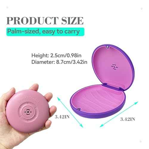 2 Pack Retainer Case,Aligner Case with Vent Holes, Compatible with Invisalign, Mouth Guard Cases£¬Portable Slim Travel Cute Orthodontic Retainer Cases (Pink Purple)