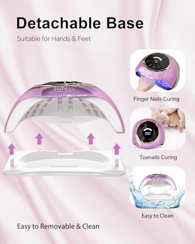 MIRAGE LAYON Pink UV LED Nail Lamp 288W Professional Gel Dryer with 63 Beads