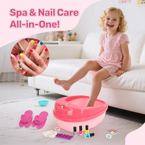 Kids Foot Spa Kit with Colorful Lights & Bubbles - Spa Day Set for Ages 4-12