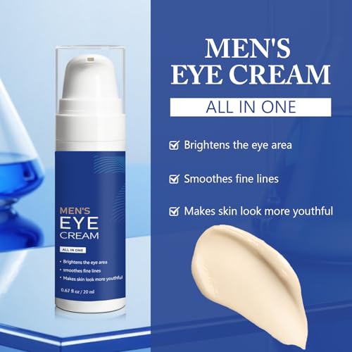Mens Eye Bags Treatment Cream, Instant Eye Serum for Dark Circles, Wrinkle Smoothing Serum with Peptide & Collagen, Lightweight Moisturizer - 20ml