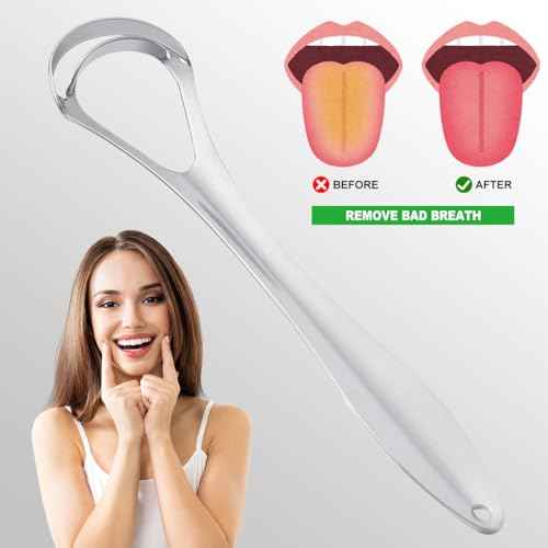 G.CATACC Metal Tongue Scraper for Adults & Kids, Stainless Steel Tongue Cleaner Scrubber for Oral Care - Reduce Bad Breath