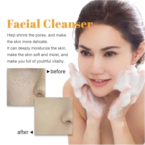 2Pcs Glow Wash Turmeric Facial Cleanser With Brush, Deep Cleansing Exfoliating Turmeric Foaming Face Wash, for All Skin.