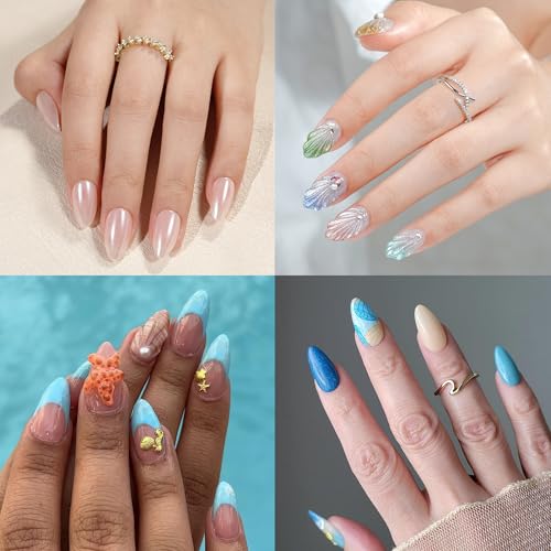 Short Almond Nail Tips 504Pcs, Jofay Fashion Pre-shaped & Etched Acrylic Fake Nails Full Cover Almond Clear Gel Nail Tips Full Matte False Nails Press On Nails for Nail Extensions DIY Salon 19 Sizes