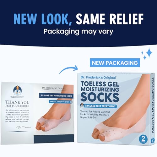 Dr. Frederick's Moisturizing Gel Socks for Dry Cracked Feet - 2 Pairs