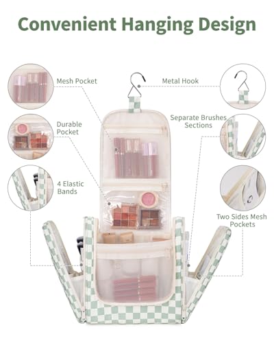 Narwey Hanging Toiletry Bag for Travel – Makeup Organizer