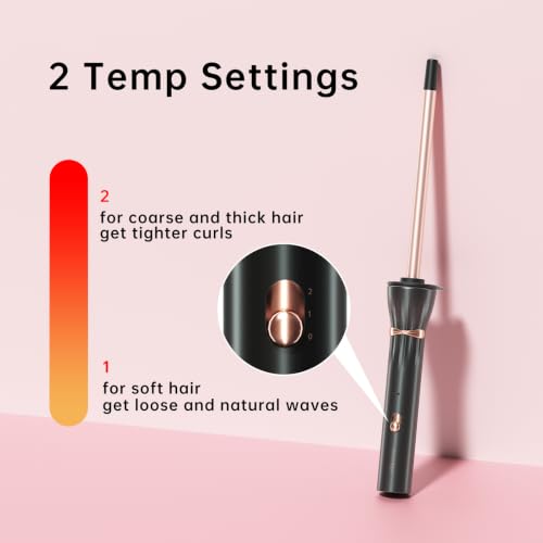 Hahahope 3/8 Inch Skinny Curling Wand - 9mm Ceramic Small Barrel Iron
