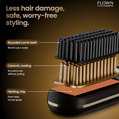 FLOWN Go Brush MAX - Cordless Ionic Hair Straightener Brush