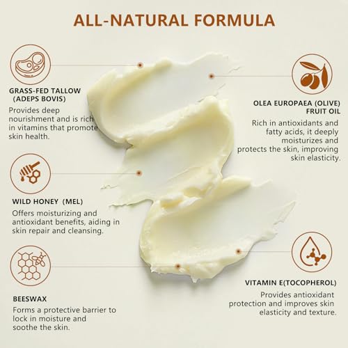 Grass-Fed Beef Tallow & Honey Balm - Whipped Face Moisturizer 4oz
