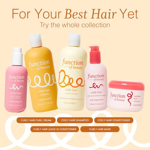 Function of Beauty Coily Hair Shampoo - Sulfate-Free Shampoo for Bouncy Coils - Anti-Frizz, Curl Defining & Nourishing with Flaxseed oil - Dry & Dull Hair Care Products