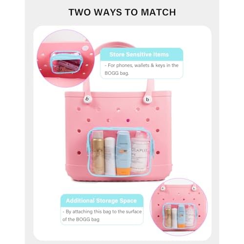 4 Pack Clear Toiletry Bags, Portable Travel Makeup Pouch with Zipper, TSA Approved Organizer, Clear Pouch Bags Compatible With Bogg Bag Divider Accessories(Blue, Pack of 8)