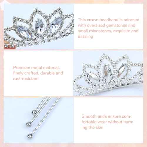 8 Pieces Silver Metal Birthday Party Prom Bridal Wedding Dazzling Rhinestone Princess Crown Headbands Tiaras Headpieces Hair Accessories for Women Girls Brides Bridesmaids